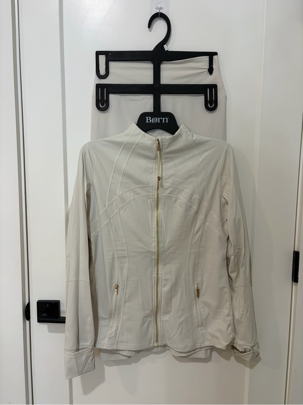 Lululemon Ivory Cream Define-Style Full Zip Jacket & Leggings Set Size 12